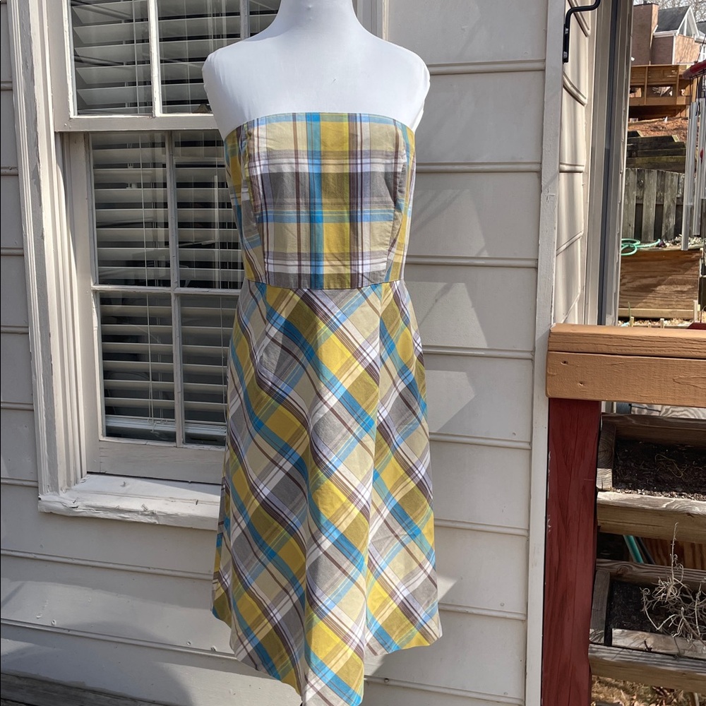 Ashley Stewart Multicolor Strapless Plaid Dress Size 16W